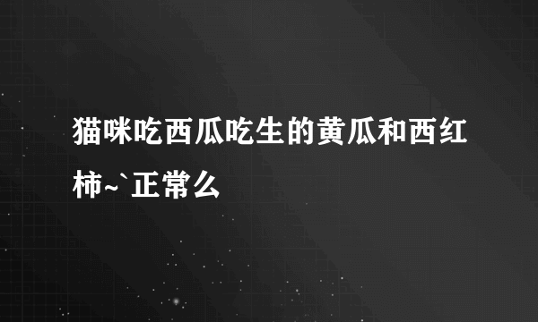 猫咪吃西瓜吃生的黄瓜和西红柿~`正常么