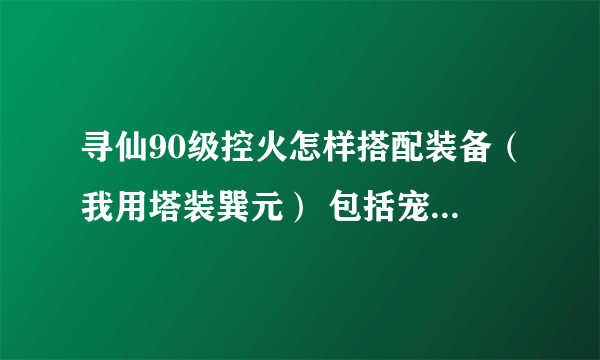 寻仙90级控火怎样搭配装备（我用塔装巽元） 包括宠物学哪三个隐秘被动技；心法；首饰项链；称号