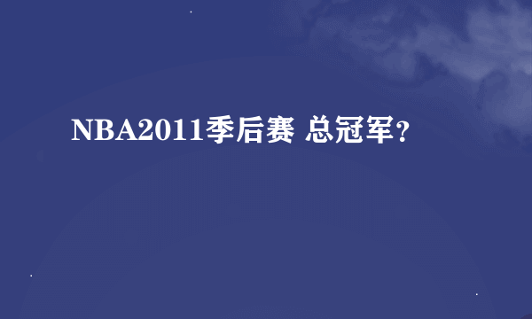 NBA2011季后赛 总冠军？