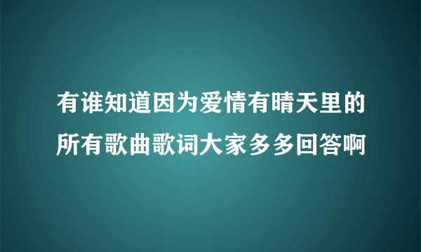 有谁知道因为爱情有晴天里的所有歌曲歌词大家多多回答啊