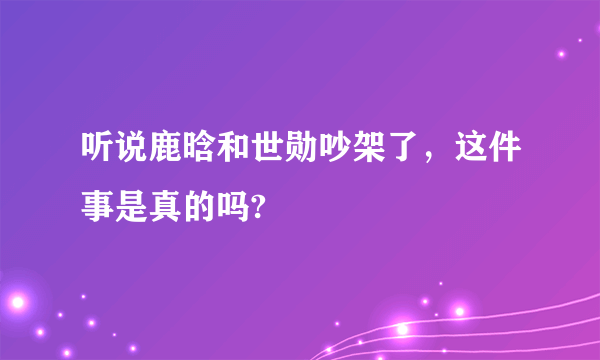 听说鹿晗和世勋吵架了，这件事是真的吗?