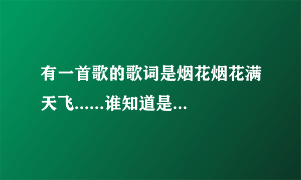 有一首歌的歌词是烟花烟花满天飞......谁知道是什么歌啊？