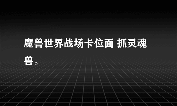 魔兽世界战场卡位面 抓灵魂兽。