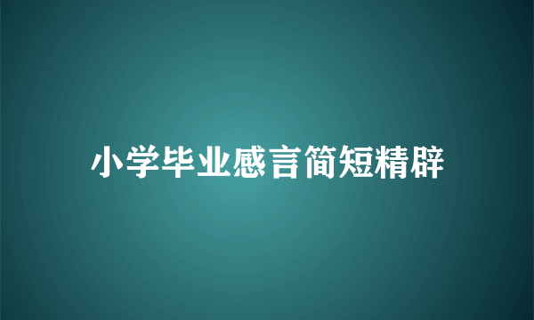 小学毕业感言简短精辟