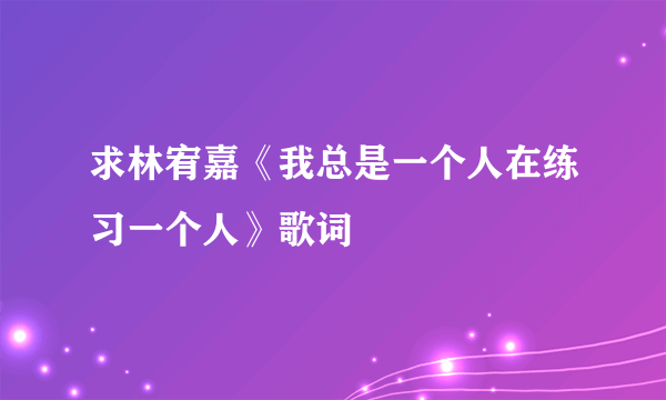 求林宥嘉《我总是一个人在练习一个人》歌词