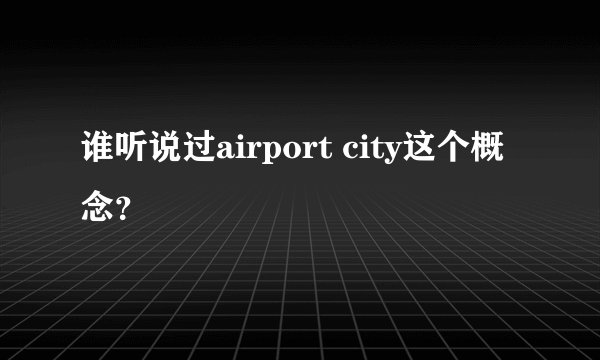 谁听说过airport city这个概念？