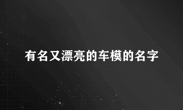 有名又漂亮的车模的名字