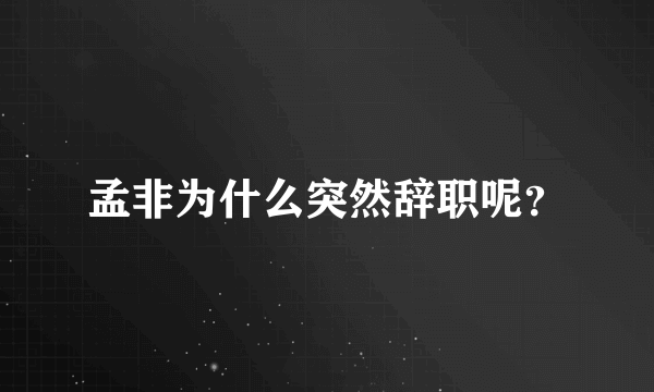 孟非为什么突然辞职呢？