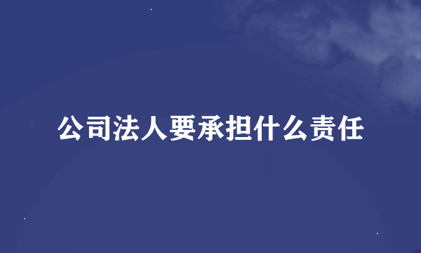 公司法人要承担什么责任