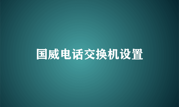 国威电话交换机设置