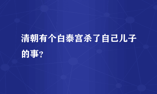 清朝有个白泰宫杀了自己儿子的事？