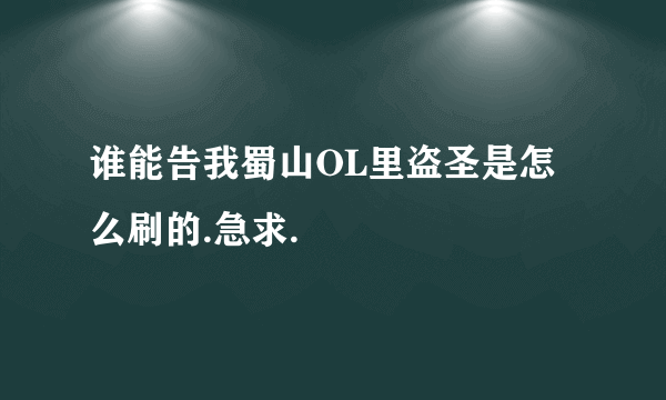 谁能告我蜀山OL里盗圣是怎么刷的.急求.