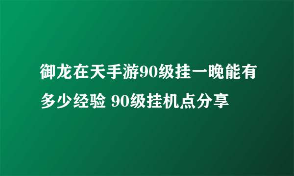 御龙在天手游90级挂一晚能有多少经验 90级挂机点分享