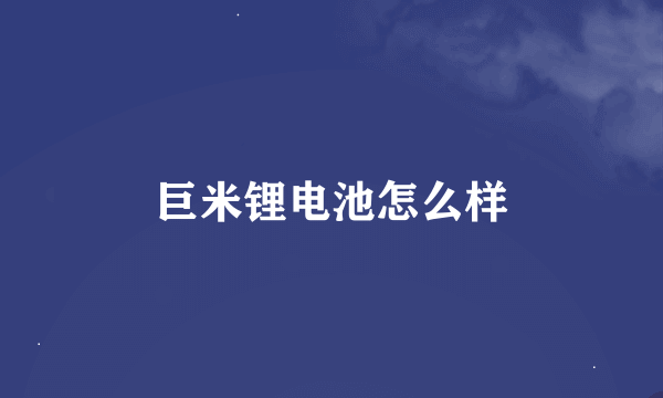 巨米锂电池怎么样