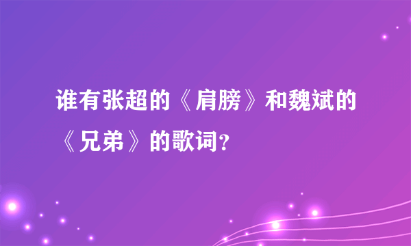 谁有张超的《肩膀》和魏斌的《兄弟》的歌词？