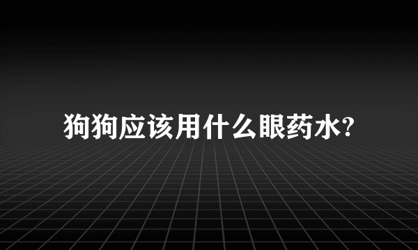 狗狗应该用什么眼药水?