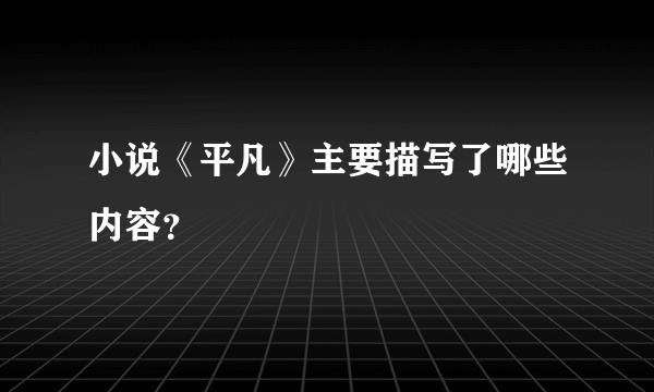 小说《平凡》主要描写了哪些内容？