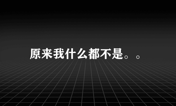 原来我什么都不是。。