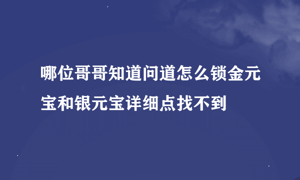 哪位哥哥知道问道怎么锁金元宝和银元宝详细点找不到