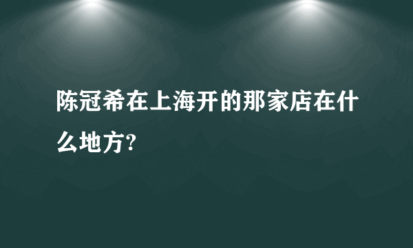 陈冠希在上海开的那家店在什么地方?