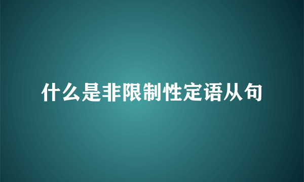 什么是非限制性定语从句