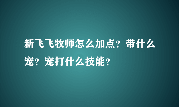 新飞飞牧师怎么加点？带什么宠？宠打什么技能？