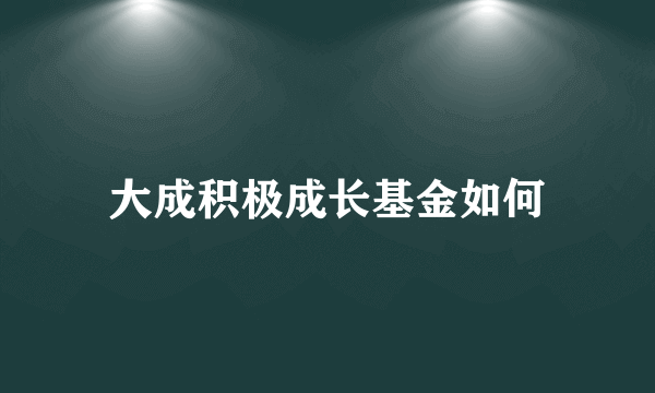 大成积极成长基金如何