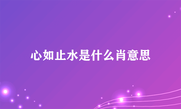 心如止水是什么肖意思