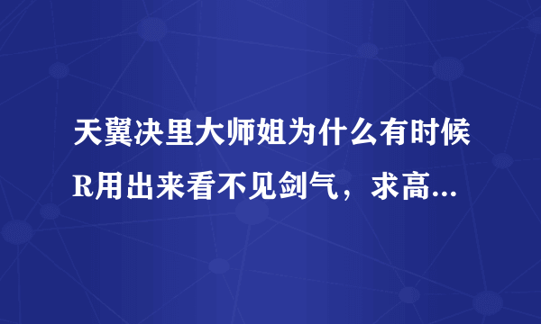 天翼决里大师姐为什么有时候R用出来看不见剑气，求高手详解，顺便说下师姐的使用方法