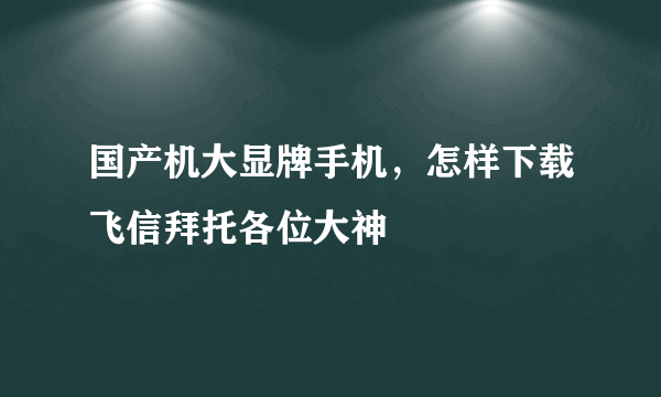 国产机大显牌手机，怎样下载飞信拜托各位大神