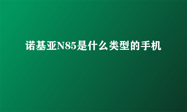 诺基亚N85是什么类型的手机