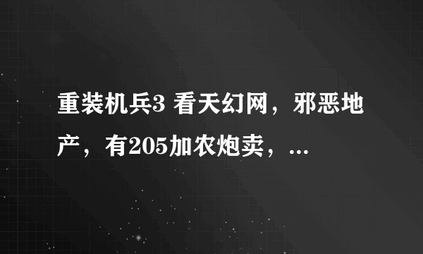 重装机兵3 看天幻网，邪恶地产，有205加农炮卖，为什么没有看到呢？