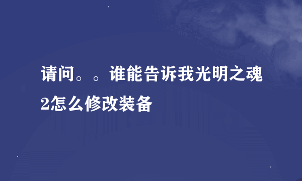 请问。。谁能告诉我光明之魂2怎么修改装备