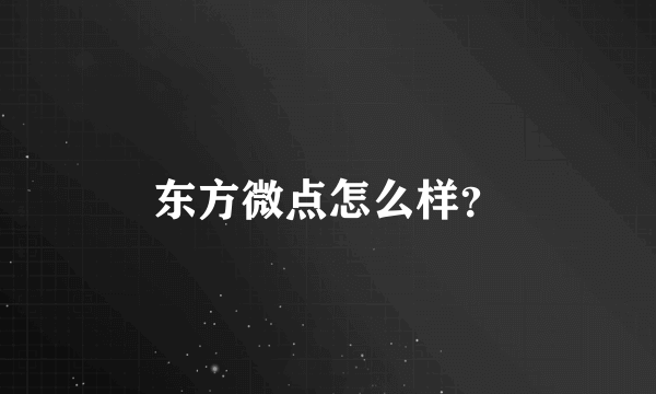 东方微点怎么样？