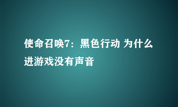 使命召唤7：黑色行动 为什么进游戏没有声音