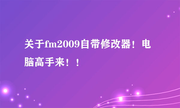 关于fm2009自带修改器！电脑高手来！！