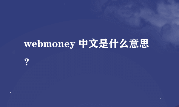 webmoney 中文是什么意思？