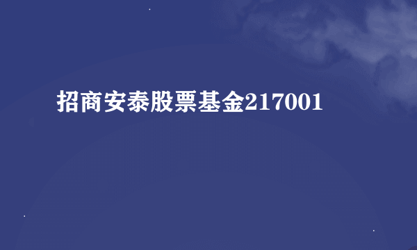 招商安泰股票基金217001