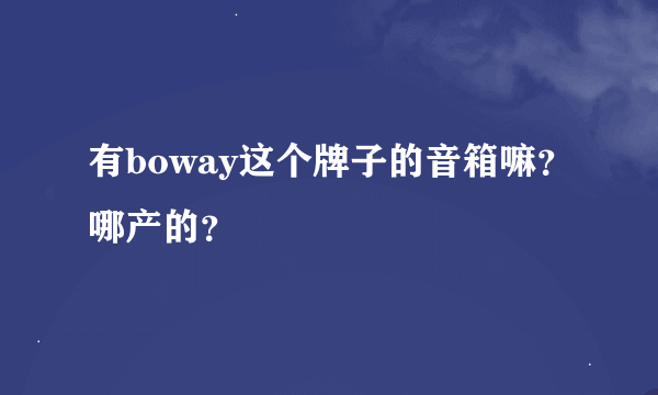 有boway这个牌子的音箱嘛？哪产的？