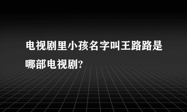 电视剧里小孩名字叫王路路是哪部电视剧?