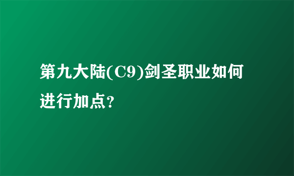 第九大陆(C9)剑圣职业如何进行加点？