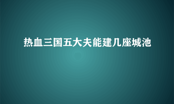 热血三国五大夫能建几座城池