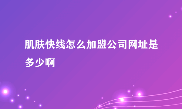 肌肤快线怎么加盟公司网址是多少啊