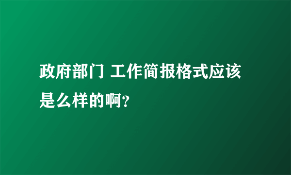 政府部门 工作简报格式应该是么样的啊？