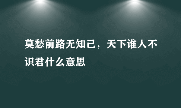 莫愁前路无知己，天下谁人不识君什么意思