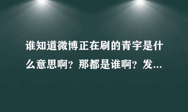 谁知道微博正在刷的青宇是什么意思啊？那都是谁啊？发生了什么……