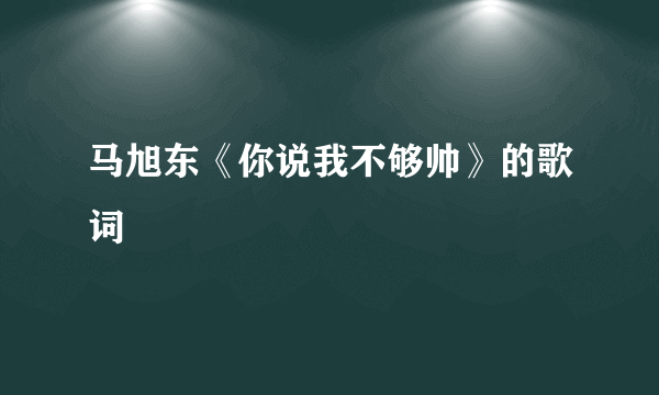 马旭东《你说我不够帅》的歌词