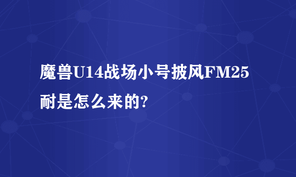 魔兽U14战场小号披风FM25耐是怎么来的?