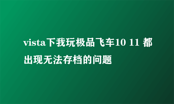 vista下我玩极品飞车10 11 都出现无法存档的问题