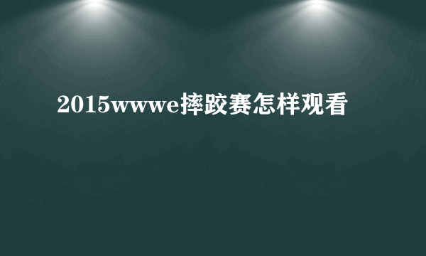 2015wwwe摔跤赛怎样观看